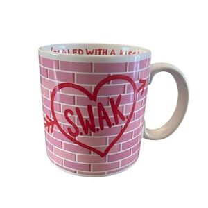 Russ Berrie SWAK (Sealed With A Kiss) Pink & Red Brick Wall Coffee Mug Tea Love